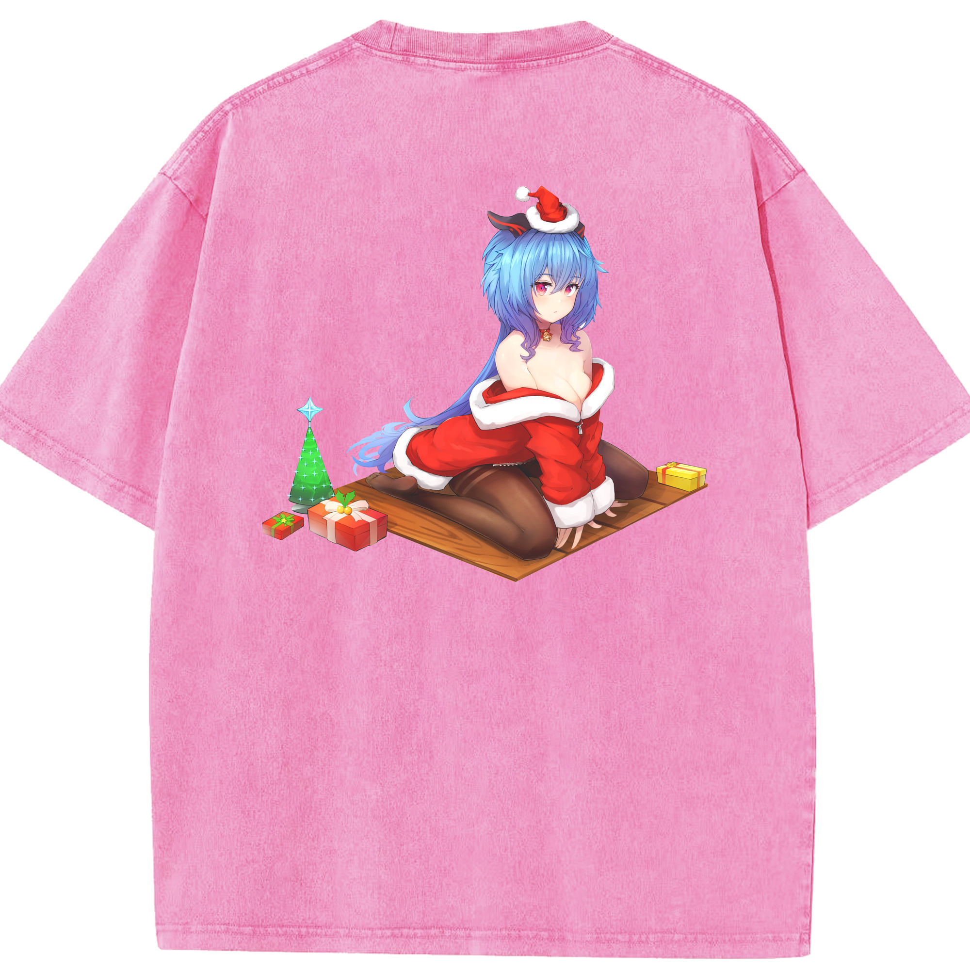 げんし神 甘雨 かんう genshin Ganyu 綿100% ヴィンテージ風 半袖Tシャツ（背面プリント）